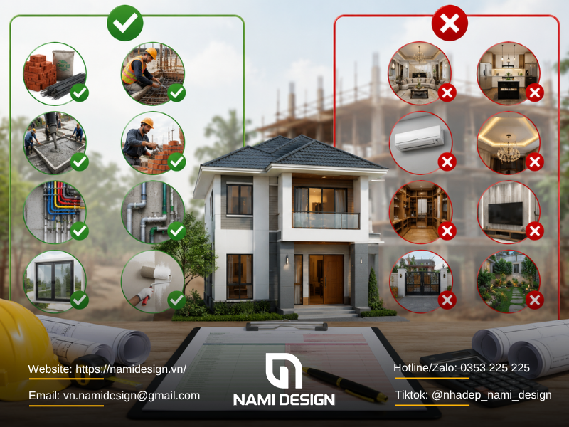 Xác định rõ phần đã bao gồm và chưa bao gồm
