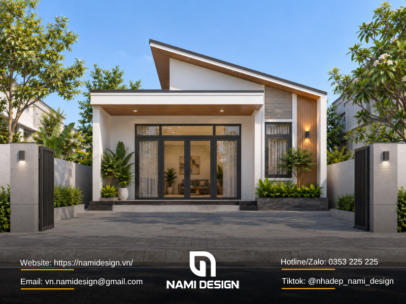 Nhà 1 tầng 5x15m mái lệch