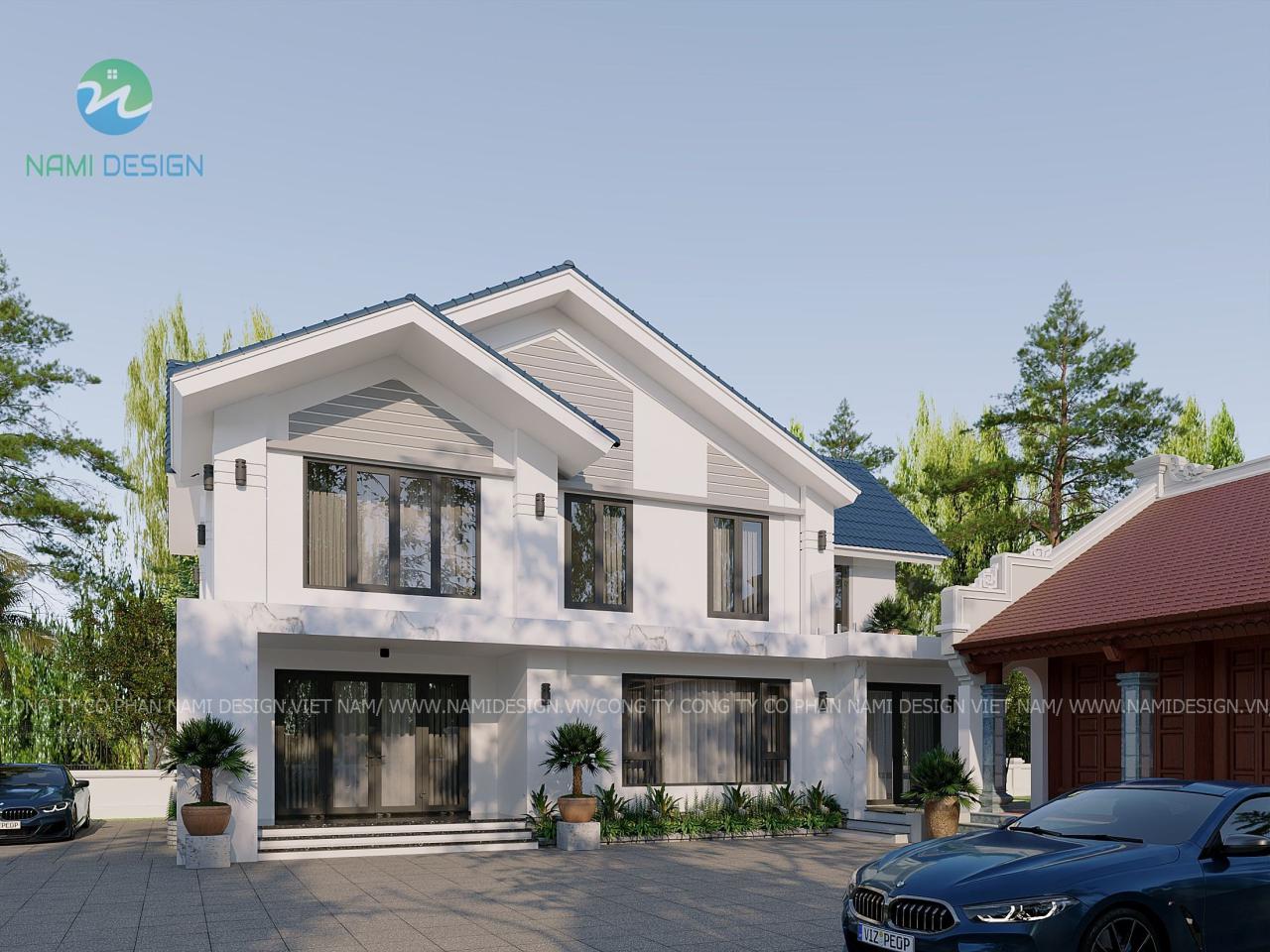 Biệt thự 2 tầng mái thái đẹp kết hợp nhà thờ - Hình 2