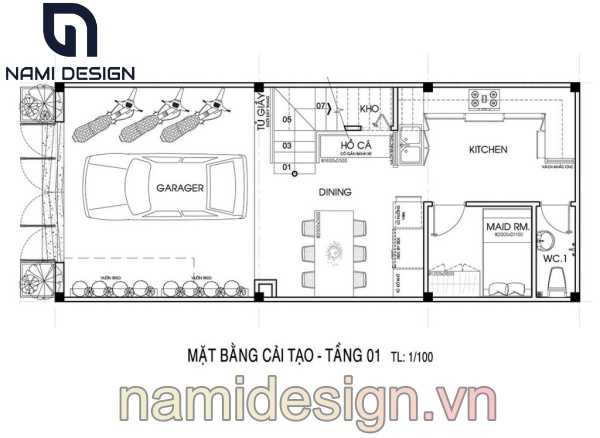 vẽ thiết kế cải tạo nhà phố