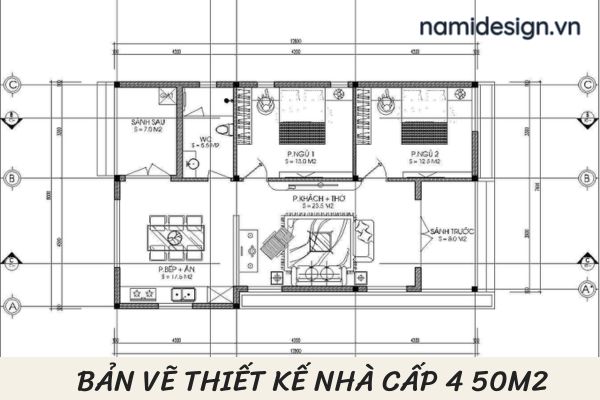 Bản vẽ thiết kế nhà cấp 4 50m2