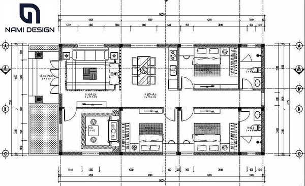 Bản vẽ thiết kế nhà cấp 4 6x15