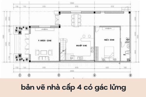 bản vẽ nhà cấp 4 có gác lửng