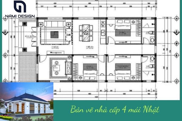 bản vẽ nhà cấp 4 mái nhật