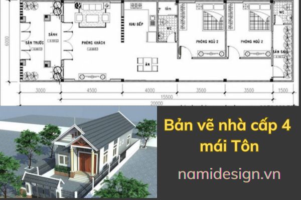 bản vẽ nhà cấp 4 mái tôn