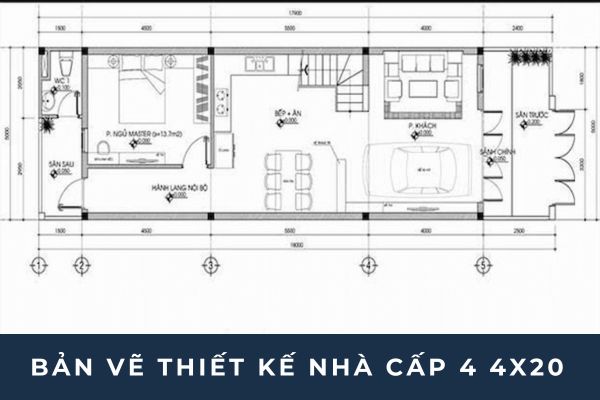 Bản vẽ thiết kế nhà cấp 4 4x20