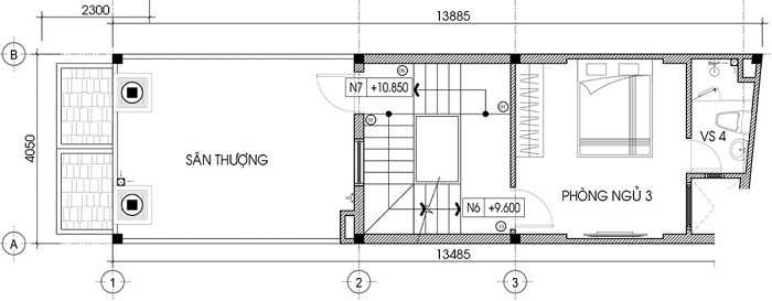 Mẫu thiết kế nhà ống lệch tầng 4x15m mái thái 5