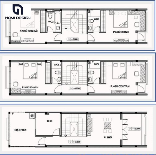 bản vẽ thiết kế nhà ống